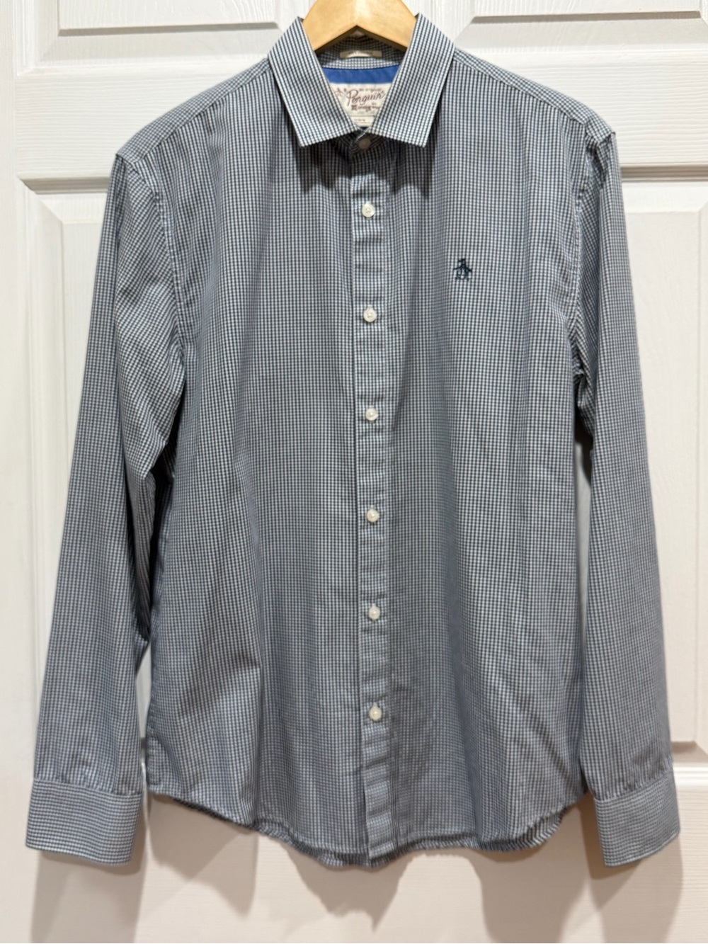 Original Penguin Medium Navy and White Gingham Button Down - Picture 2 of 7